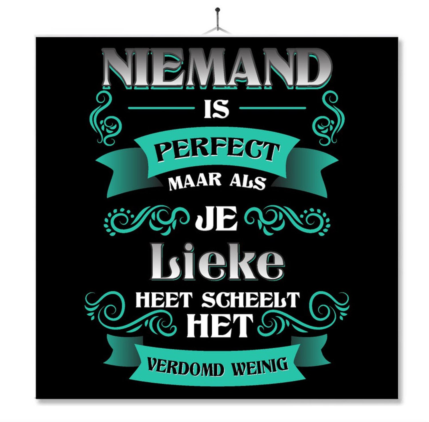 MC Living Tegel Met Opdruk | Kado | Cadeau | Niemand Is Perfect Maar Als Je Lieke Heet Scheelt Het Verdomd Weinig Multi-Color