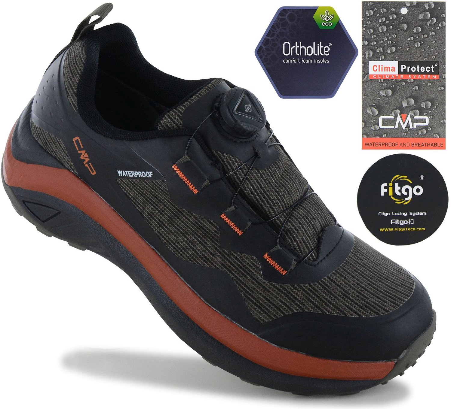CMP Dyonisus Low Fitgo WP Waterproof Heren Wandelschoenen Outdoor Schoenen 3Q25967-58ES Zwart