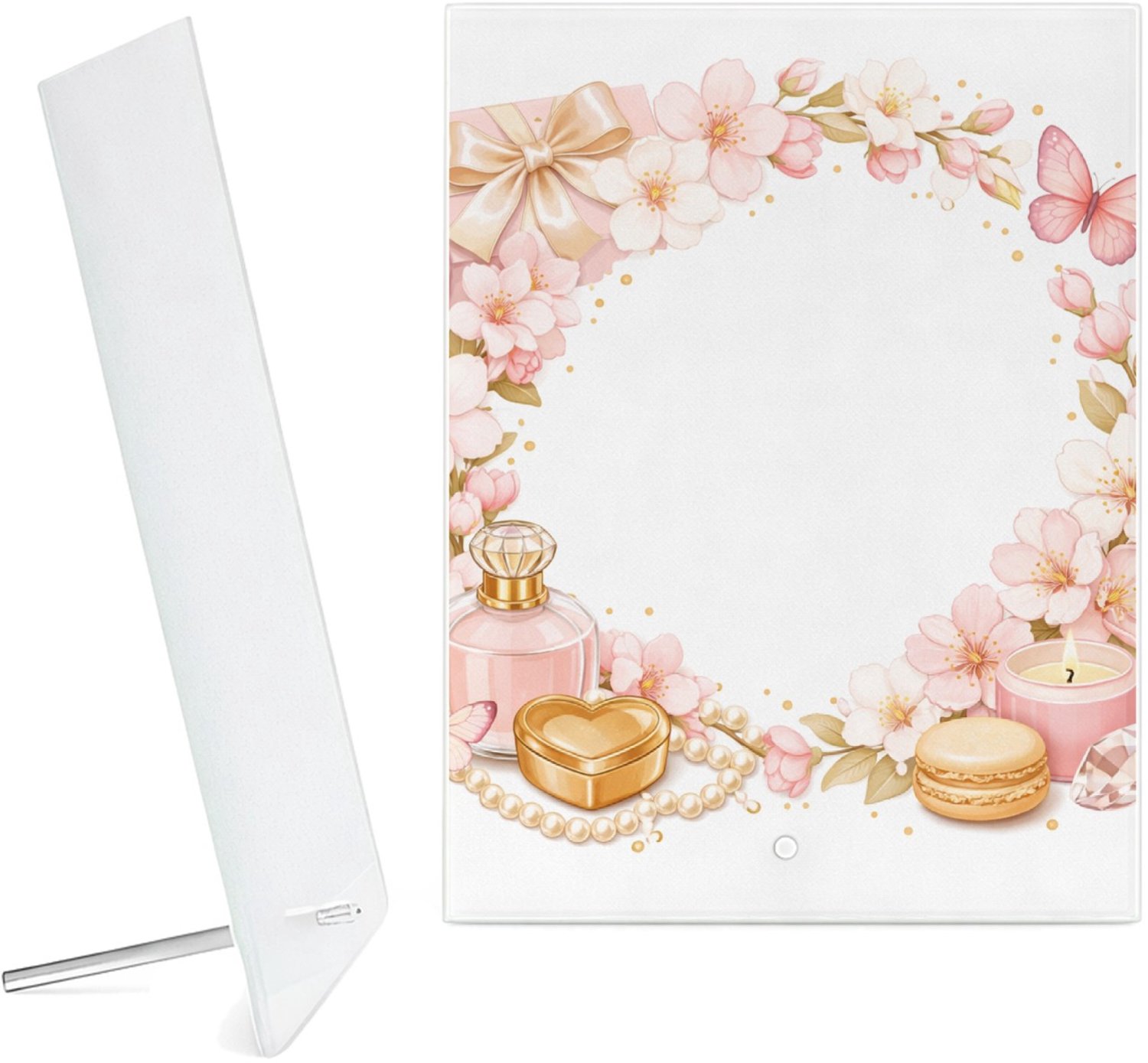 Mr Cadeautjes Glazen fotopaneel Romantische seizoenskrans met cadeau-gevoel - 15 x 20 cm, staand - glas, decoratie, wanddecoratie | cadeau Wit