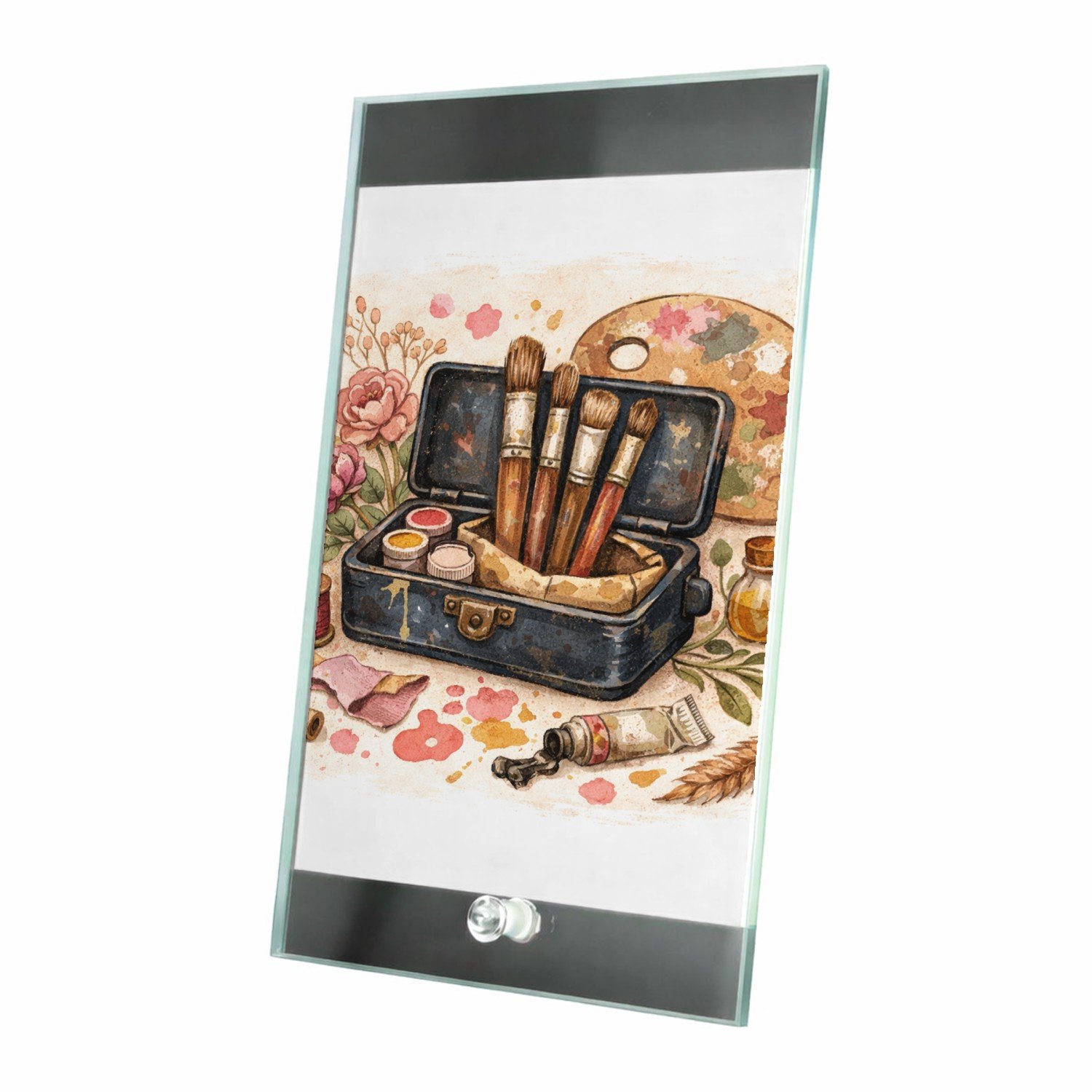 Mr Cadeautjes Glasframe 15 x 23 - design Romantische hobbyprint met een centraal retro-object en loss | cadeau Wit