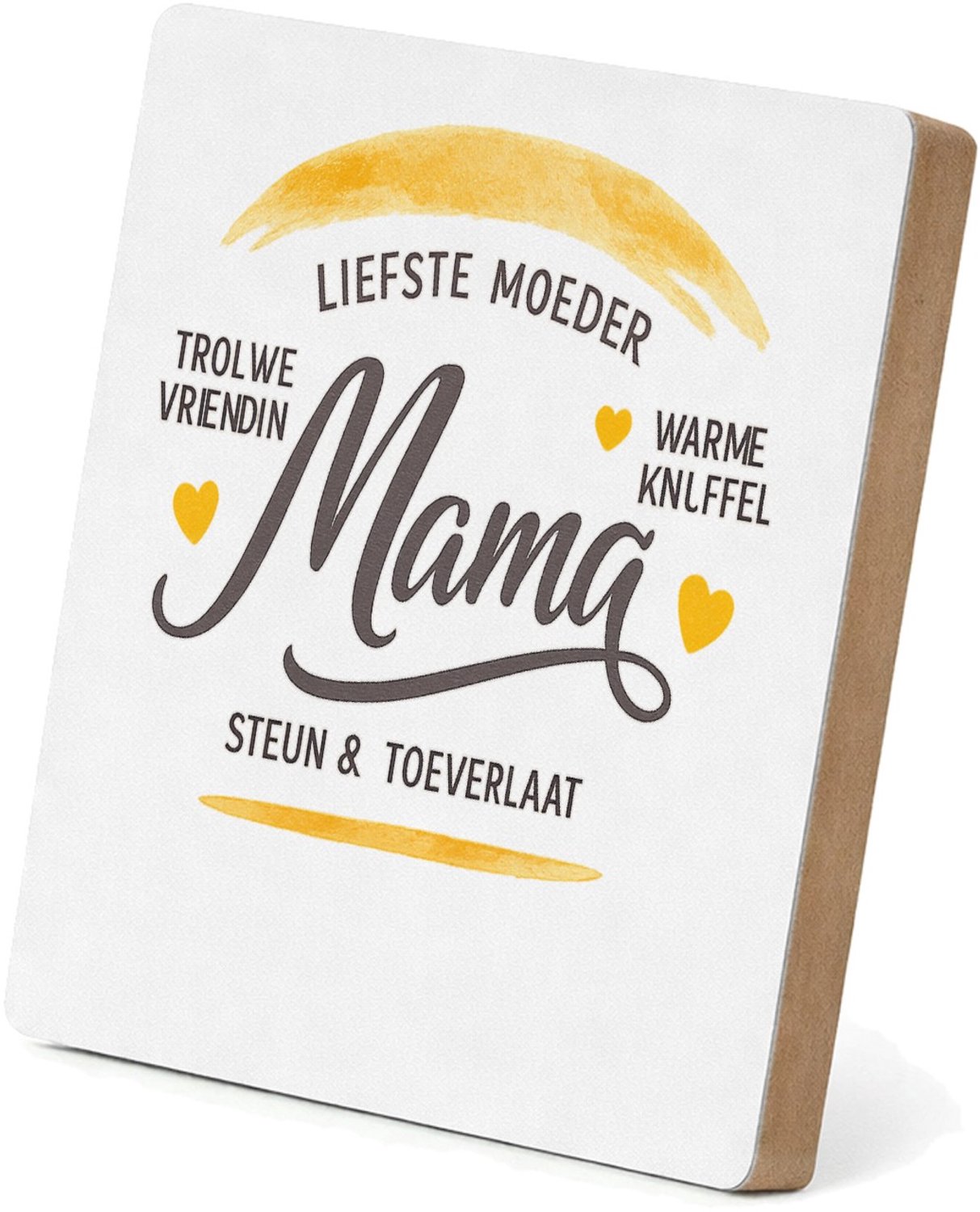 Mr Cadeautjes MDF staande fotolijst 15,2 x 15,2 - design Een warme, persoonlijke typografische print met een opvallen | cadeau Wit