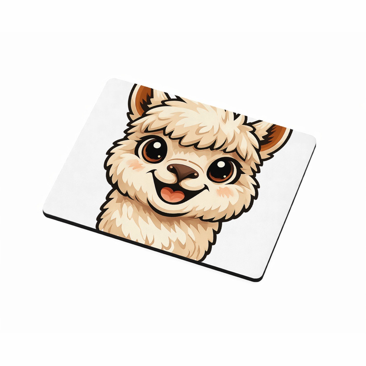 Mr Cadeautjes MDF magnetische fotolijst 9 x 7 - design Een vrolijke alpaca met grote, nieuwsgierige ogen en een bre | cadeau Wit