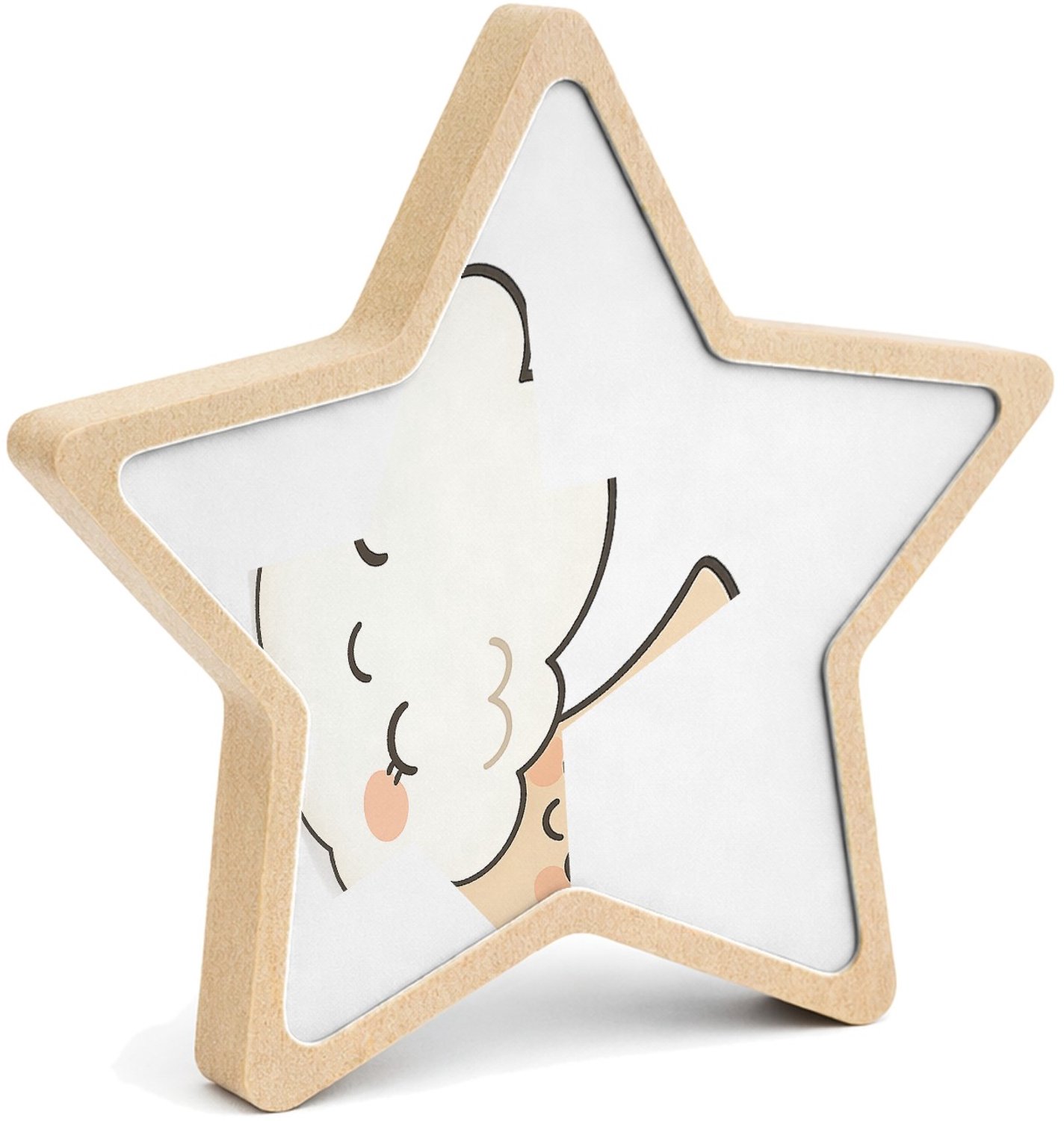 Mr Cadeautjes MDF fotolijst ster 14 x 13,5 - design Rustige regenboogvrienden met gesloten ogen | cadeau Wit