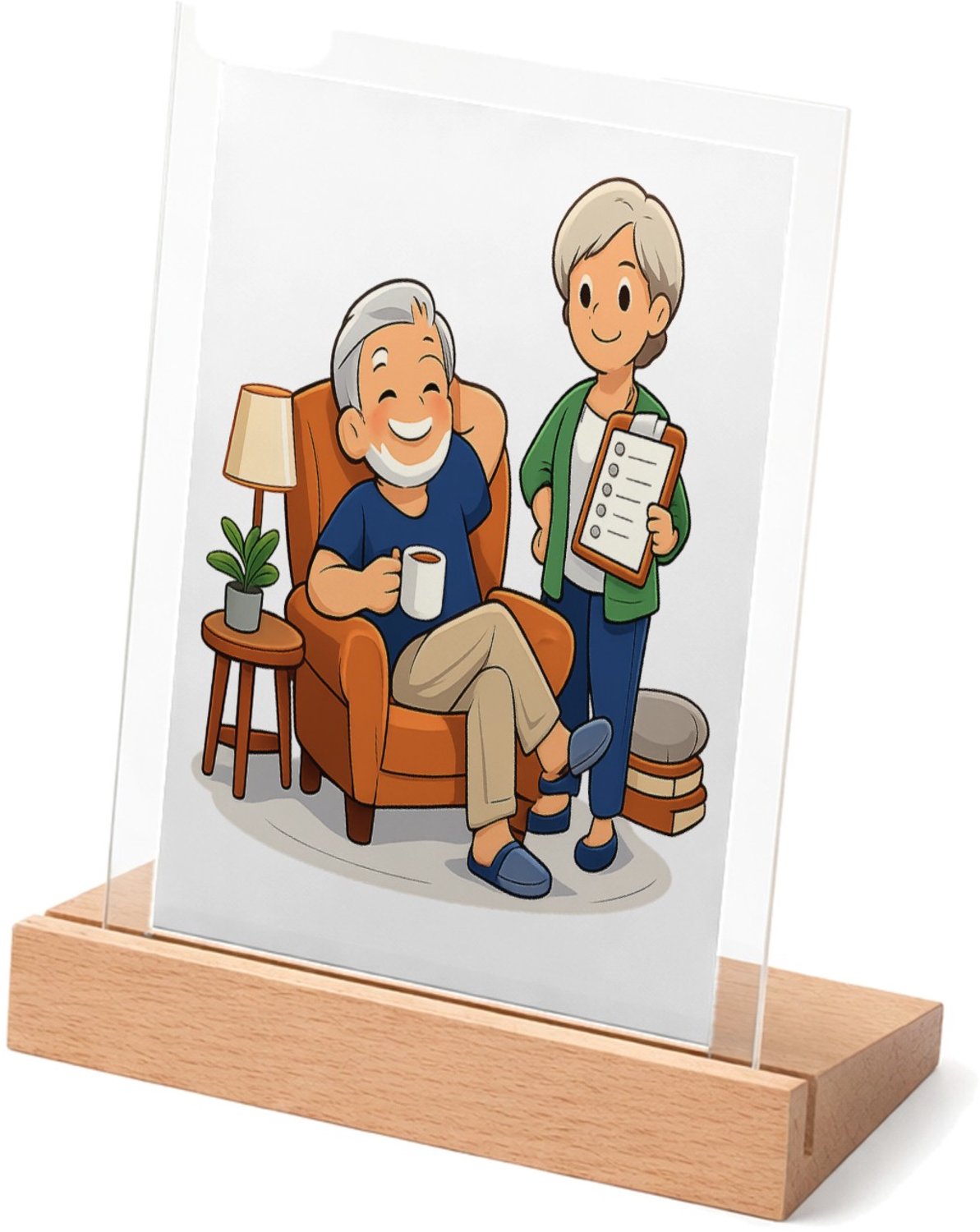 Mr Cadeautjes Glasframe met vaste tekst - design Een vrolijke pensioneringsgrap rond vrijheid en nieuwe routi | cadeau Wit