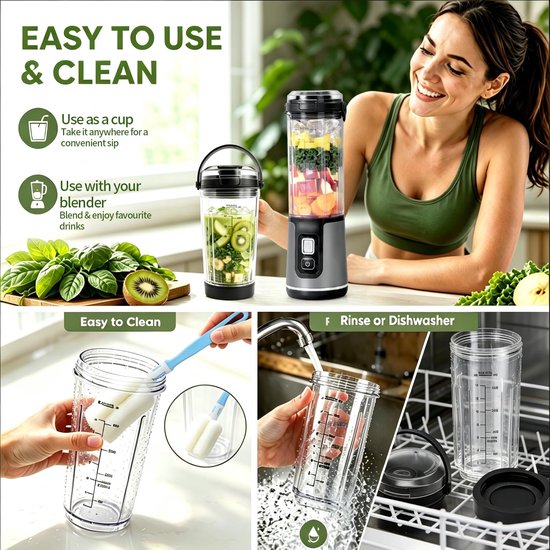 Mengbeker 530 ml - Met drinkdeksel en handvat - Voor draagbare mixer — afbeelding 5