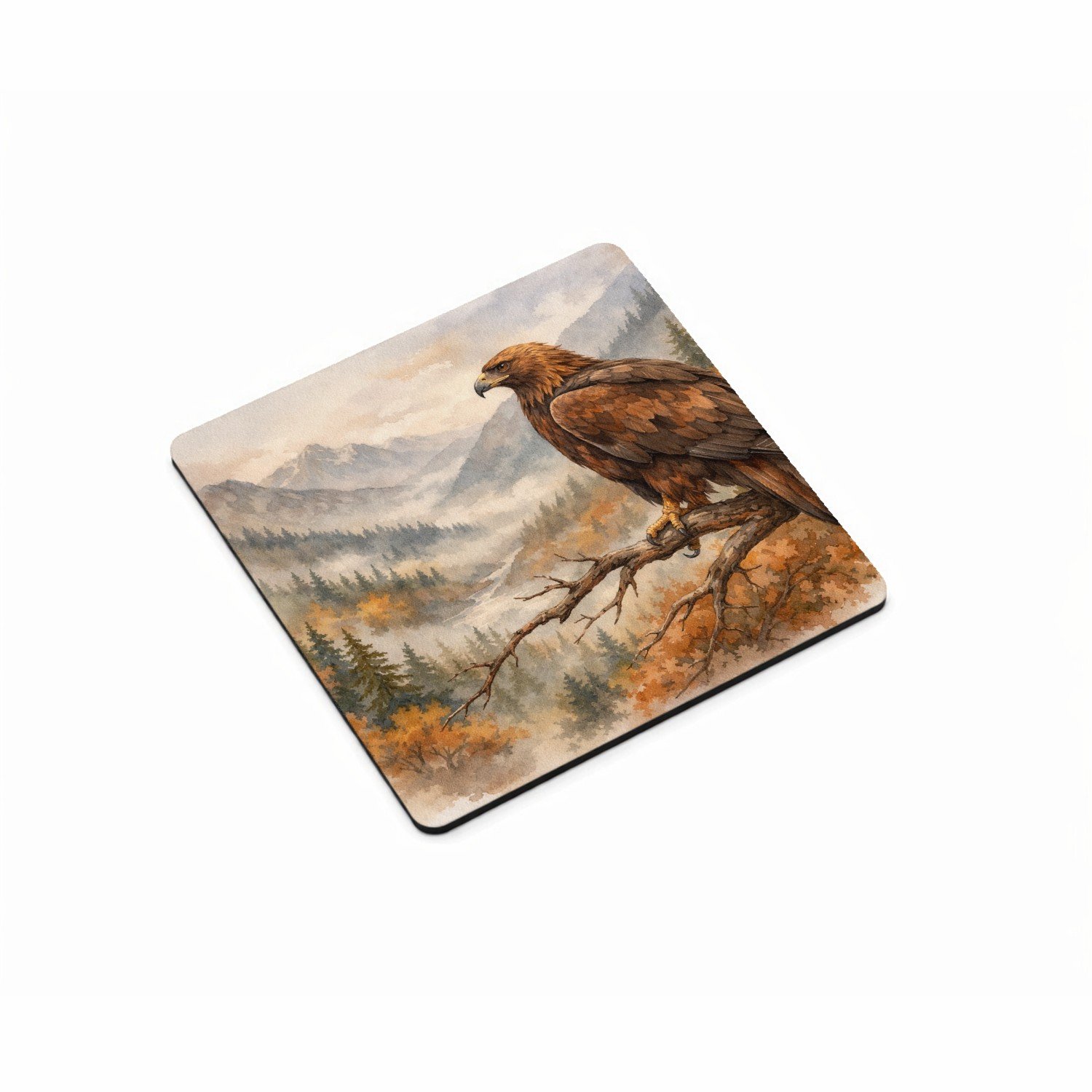 Mr Cadeautjes MDF magnetische fotolijst vierkant 9,5 - design Een decoratieve seizoensscène met een herkenbaar wilddier en | cadeau Wit