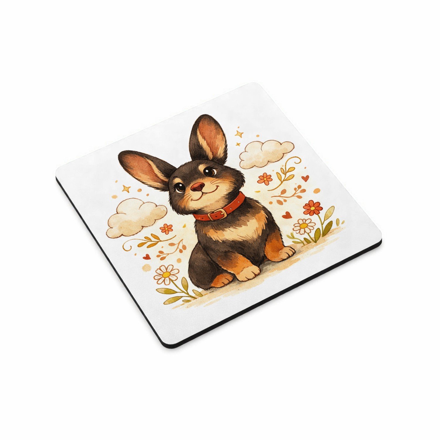 Mr Cadeautjes MDF magnetische fotolijst vierkant 9,5 - design Een speels dierportret met een rustige omlijsting en een zac | cadeau Wit