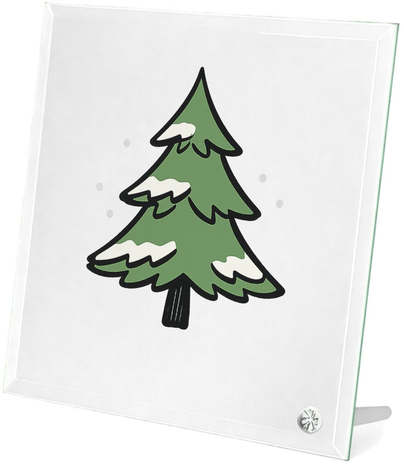 Mr Cadeautjes Glasframe 20 x 20 - design Een speelse winterboom opgebouwd uit losse penseelstreken en | cadeau Wit