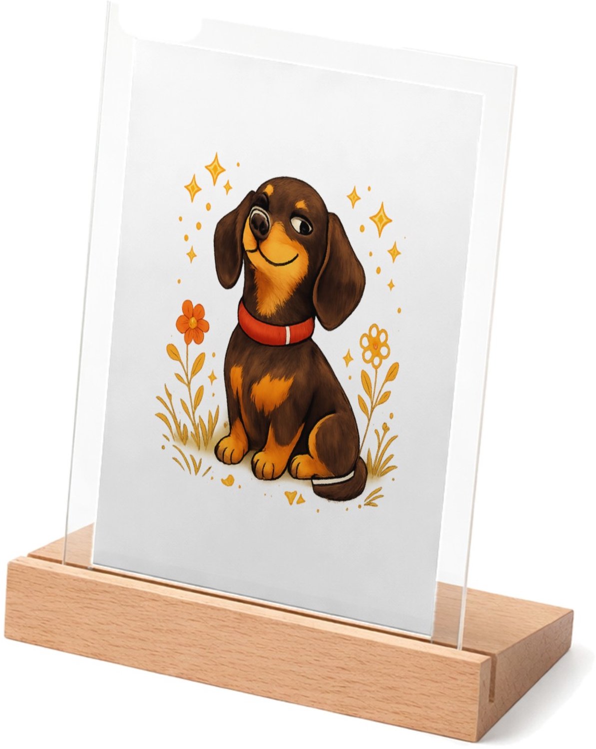 Mr Cadeautjes Glasframe met vaste tekst - design Een karaktervolle huisdierillustratie met een trotse, eigenw | cadeau Wit
