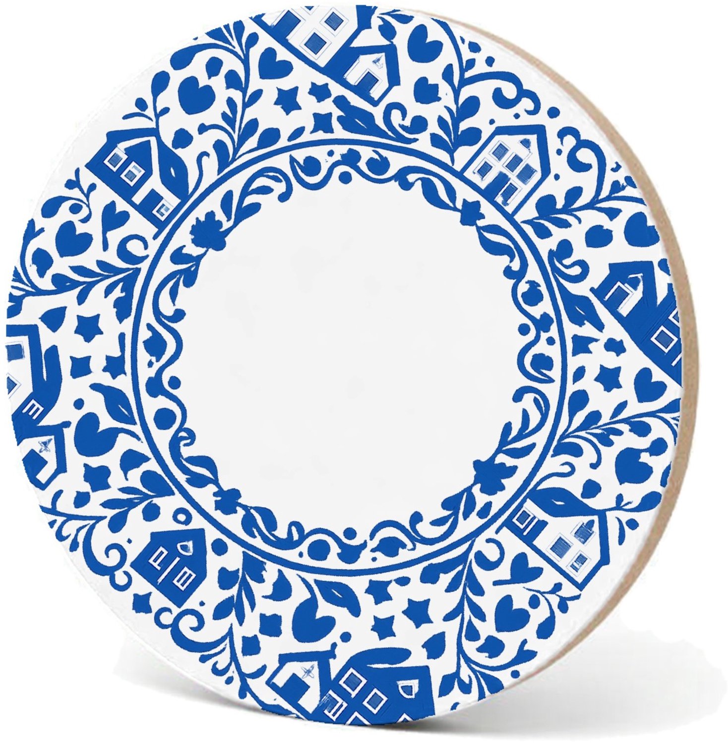Mr Cadeautjes MDF fotolijst - design Een klassieke blauw-witte rand met huiselijke symbolen en ee | cadeau