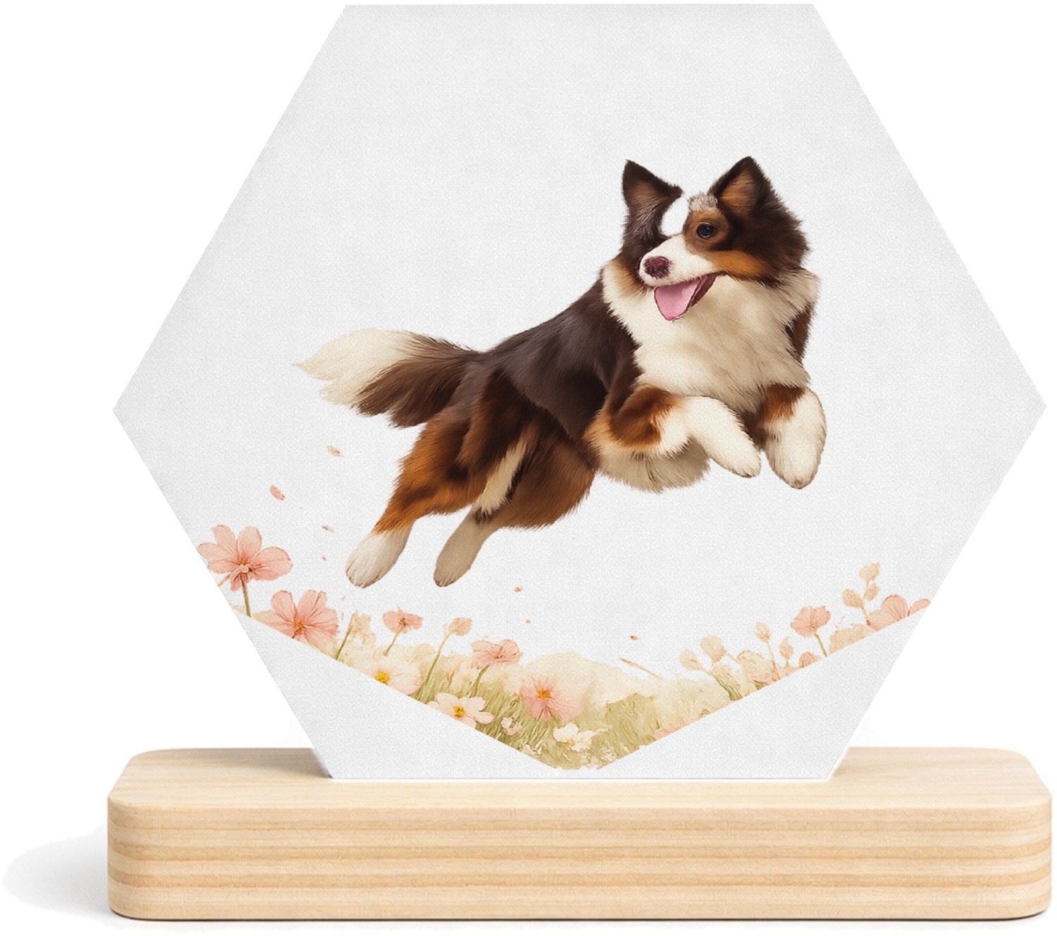 Mr Cadeautjes MDF fotolijst/inleg hexagon 14 x 13 - design Een krachtige, dromerige dierenprint met één hoofdfiguur in | cadeau Wit