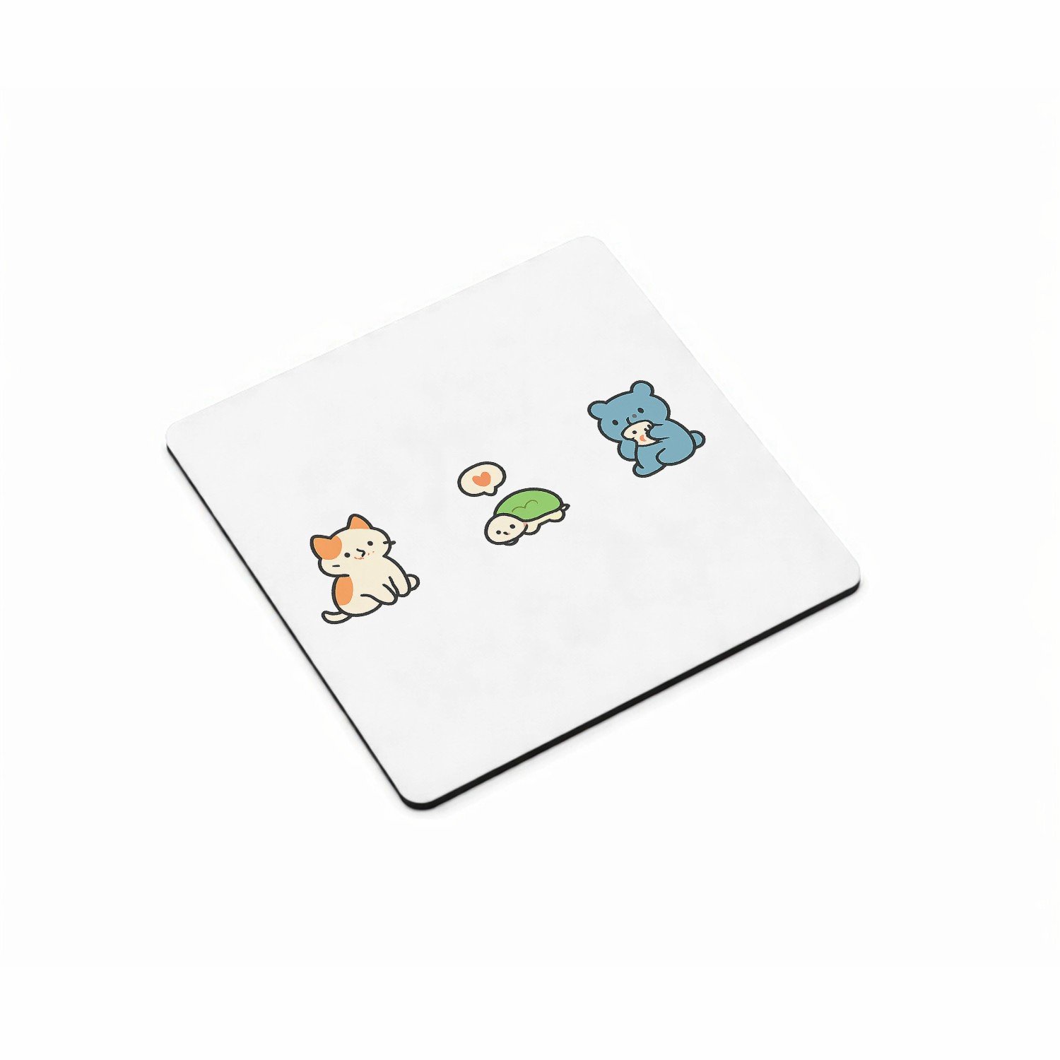 Mr Cadeautjes MDF magnetische fotolijst vierkant 9,5 - design Een rustige, speelse dierenrij met een kleine snack- of eetk | cadeau Wit