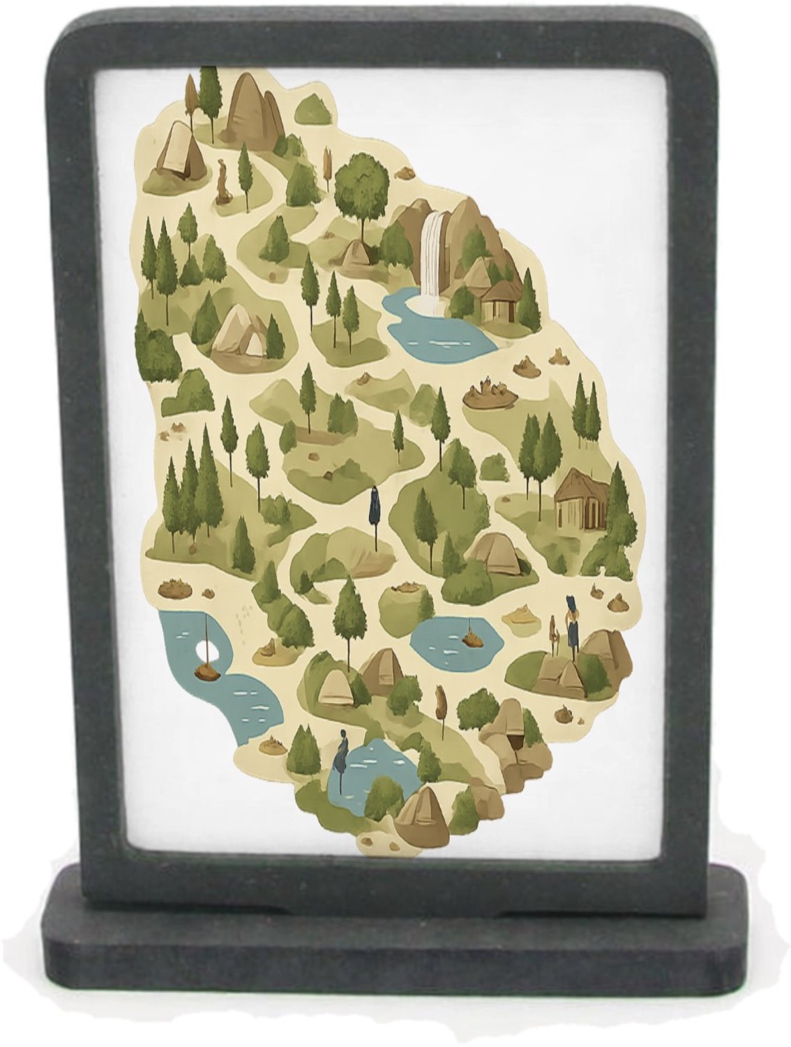 Mr Cadeautjes Houten fotolijst rechthoek met MDF inleg - design Een rustige stadsplattegrond als decoratieve print met mini| cadeau Wit