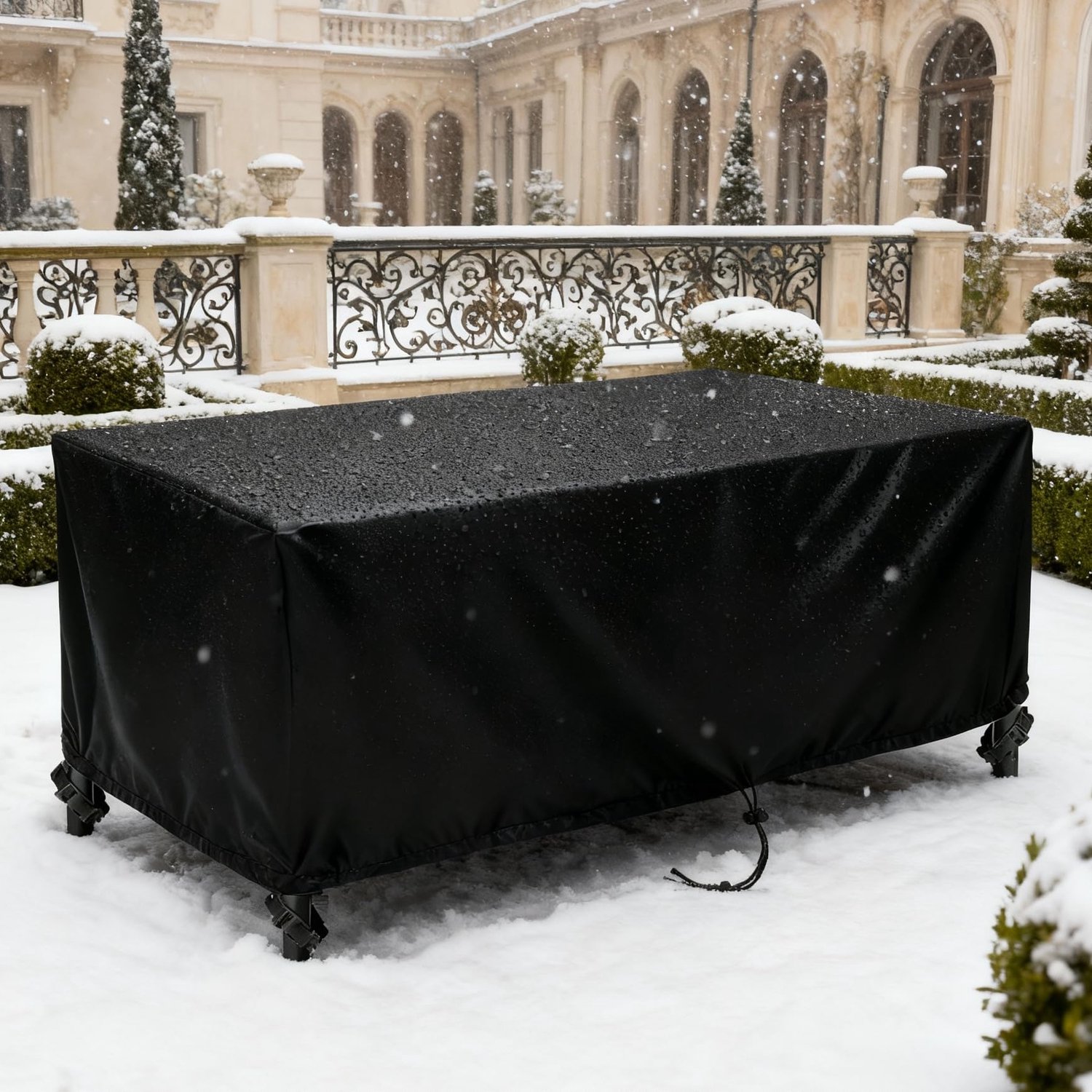 Famanu Waterdichte tuinmeubelhoes voor rotan bankset, zwaar belastbare 420D Oxford-stof, winddicht en anti-UV-bescherming, 250 x 100 x 75 cm, ideaal voor buitenmeubels wit