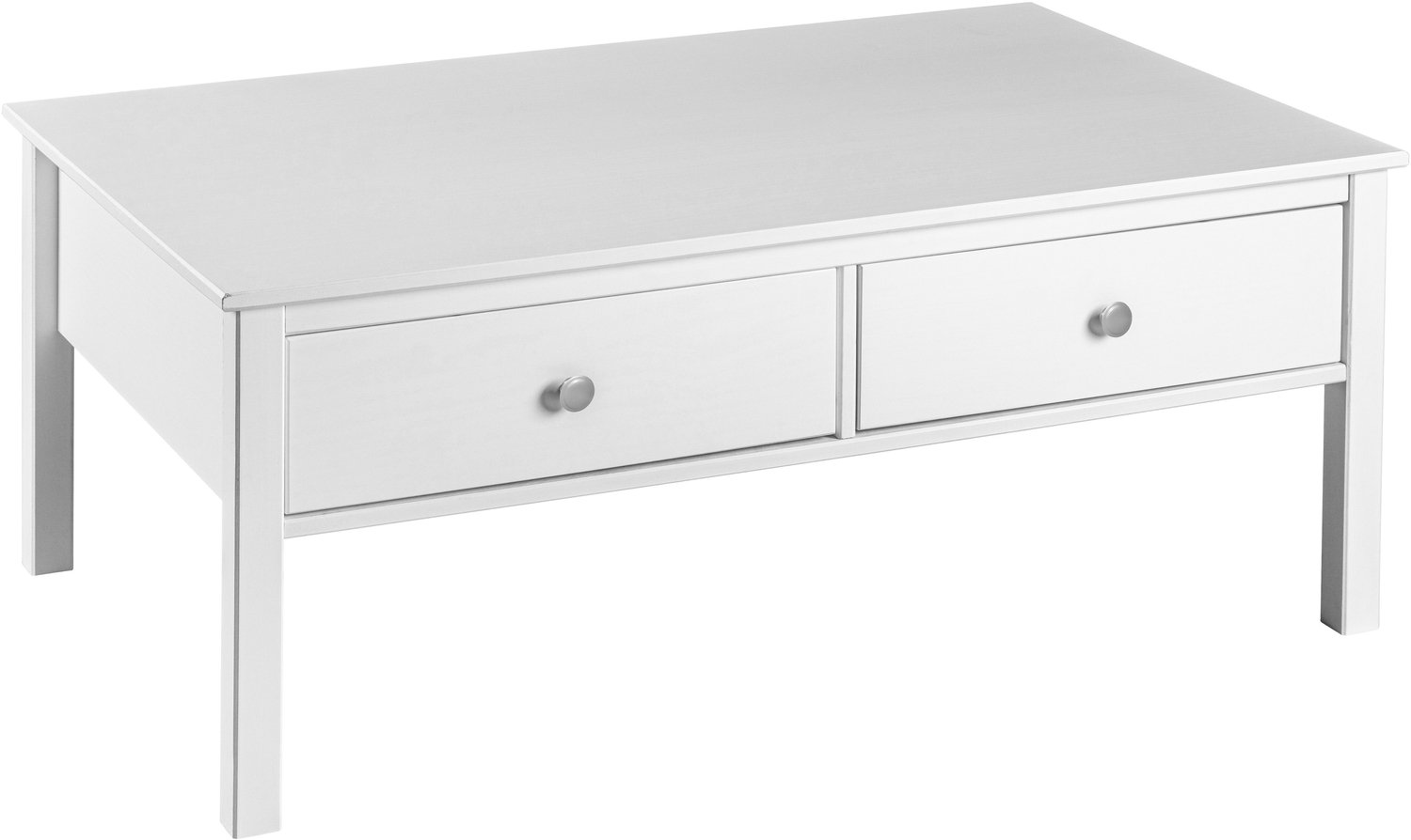 Furnilux Salontafel Chilly Home 110 cm – massief grenenhout, wit, 2 lades