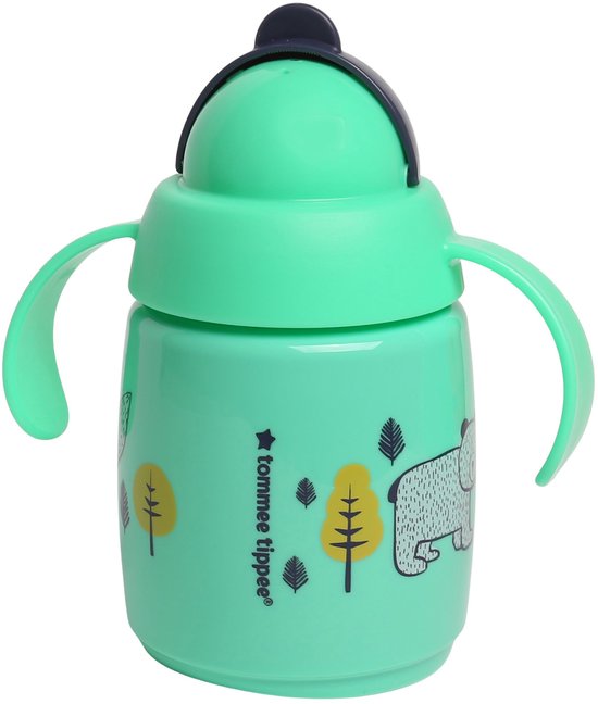 Tommee Tippee Groene beker met verzwaarde rietje, drinkfles met handvatten 300ml 6m+ — afbeelding 3