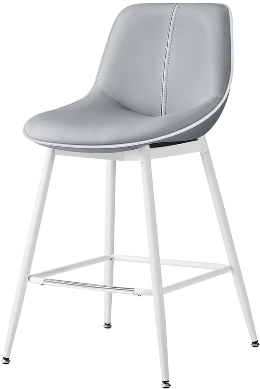 Klarven Barkruk Duifgrijs - Barkrukken Set van 2 - Barkrukken met Rugleuning - Bar Stool - Verstelbare Poten, Gespleten Rugleuning - 50x49,5x87,5 cm