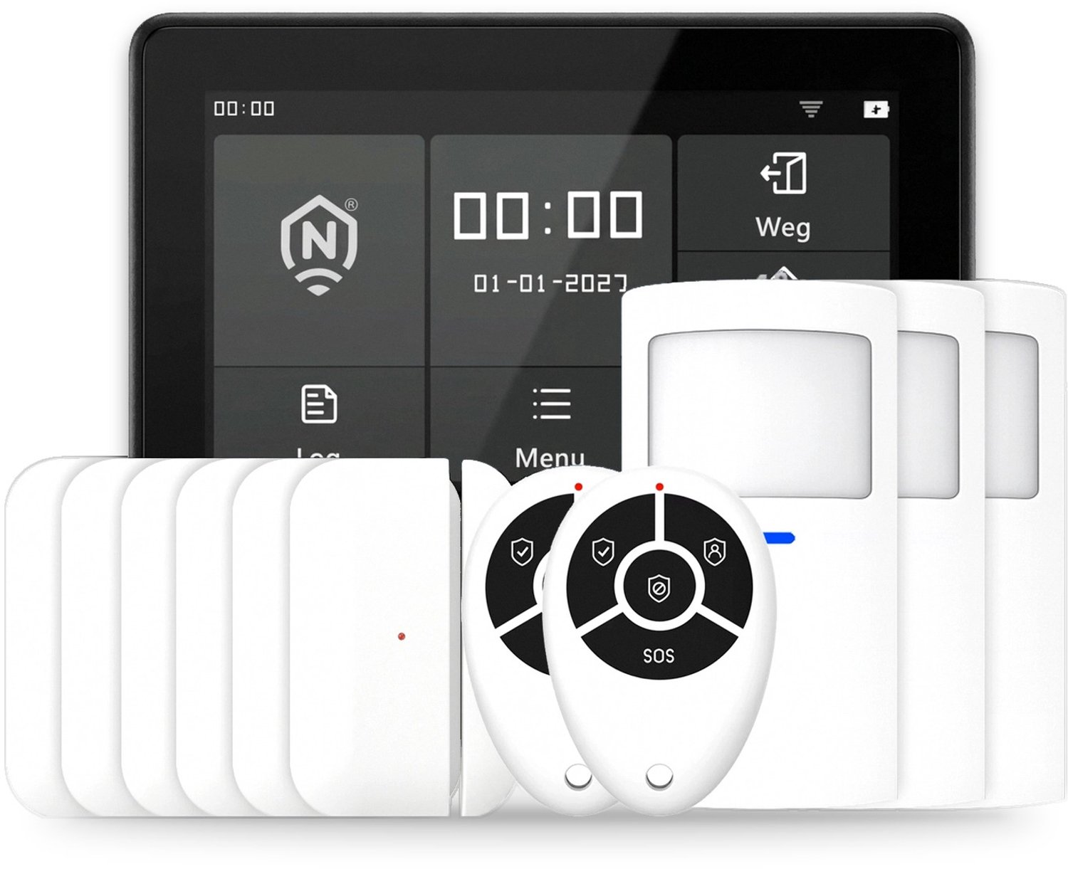 ShieldLink® Plus Alarmsysteem – Compleetset – Draadloos & Uitbreidbaar – Met App – Zonder Abonnement – Witte Accessoires