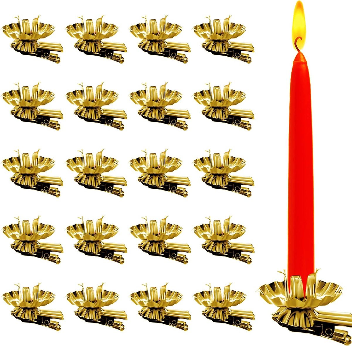 Kandelaars, pak van 20 boomkandelaars voor kerstboom, kaarsenhouder adventskrans - Traditionele kaarsenklemmen met clip