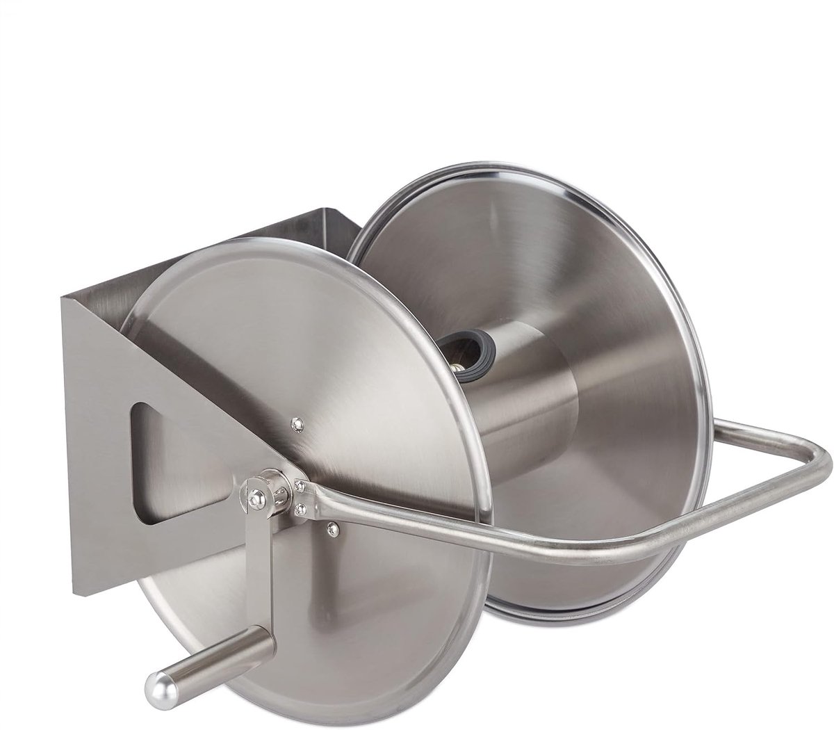 Tuinslanghaspel rvs, muurhaspel zonder slang, bodem & muur, voor 40 meter tuinslang, slanghaspel, zilver