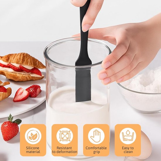 Spatels, hittebestendig tot 315 °C, flexibele keukenspatel met 24 cm lange slanke handgreep voor het schrapen, roeren en verdelen van glazen, kleine containers en deeg — afbeelding 4