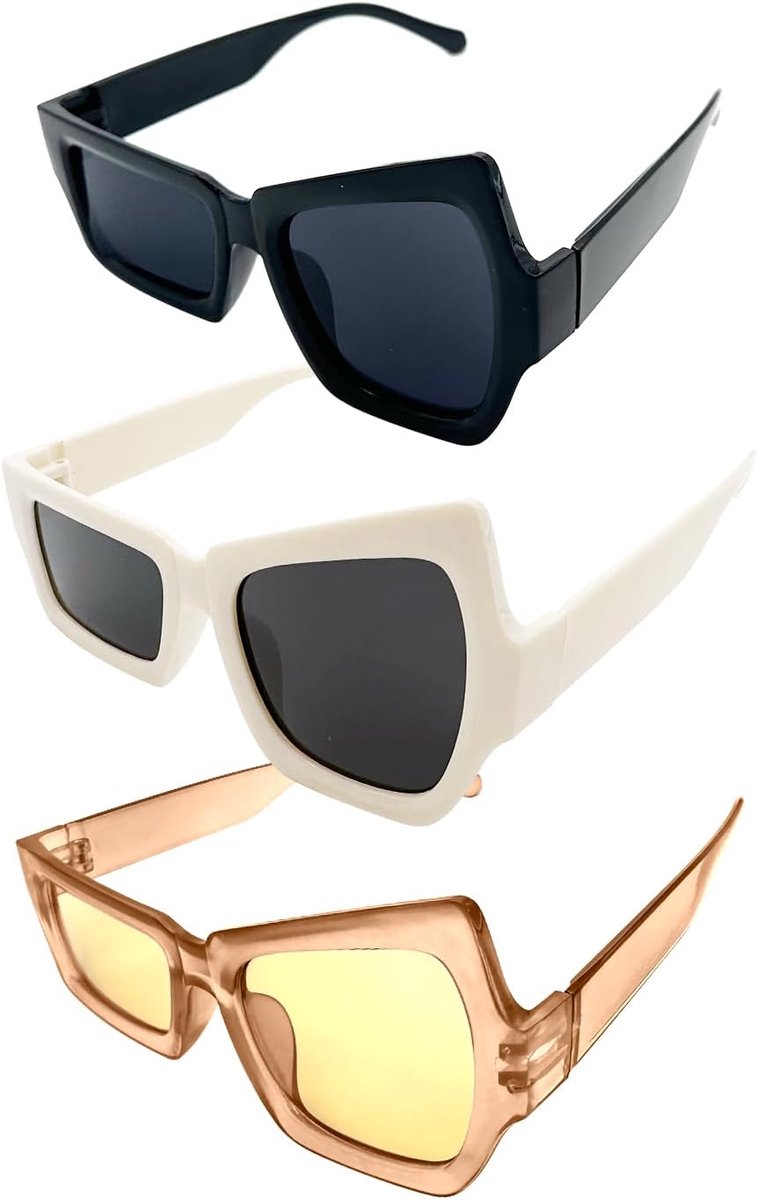 Zonnebrillen, grappige zonnebrillen voor dames, unieke asymmetrische uv-bescherming, zwart, wit, champagne, uniseks, trendy accessoire