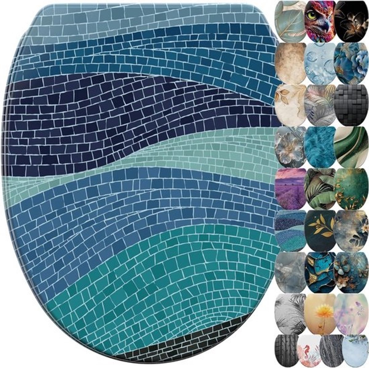 WC-bril met Soft Close - Toiletbril Deksel - Badkamer Opfrissen - Eenvoudige Montage - 48 x 377 cm - Blauw