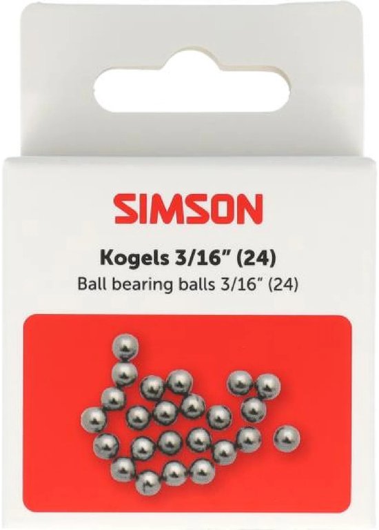 Simson kogels 3/16" (24) op rode achtergrond