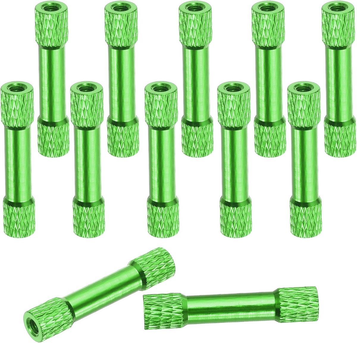 12 Stks M3 x 30mm Dubbele Hoofd Gekartelde Aluminium Afstandhouders Voor FPV Drone RC Airplane Racing Car Simracing, Groen