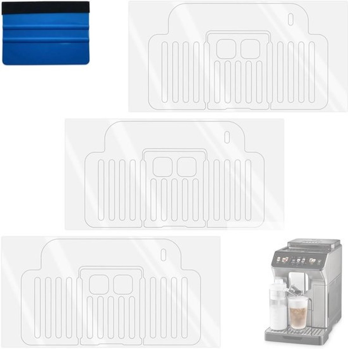 Lekbak beschermfolie - Drip tray protector - Koffiezetapparaat beschermen - Krasbestendig ontwerp - 3 stuks - Transparant