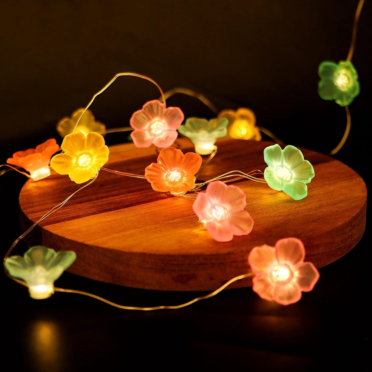 bloemen, makaron, kersenbloesem, 2 m, 20 leds, lichtketting, batterij, lichtketting, lentedecoratie voor festival, feest, Valentijnsdag, bruiloft
