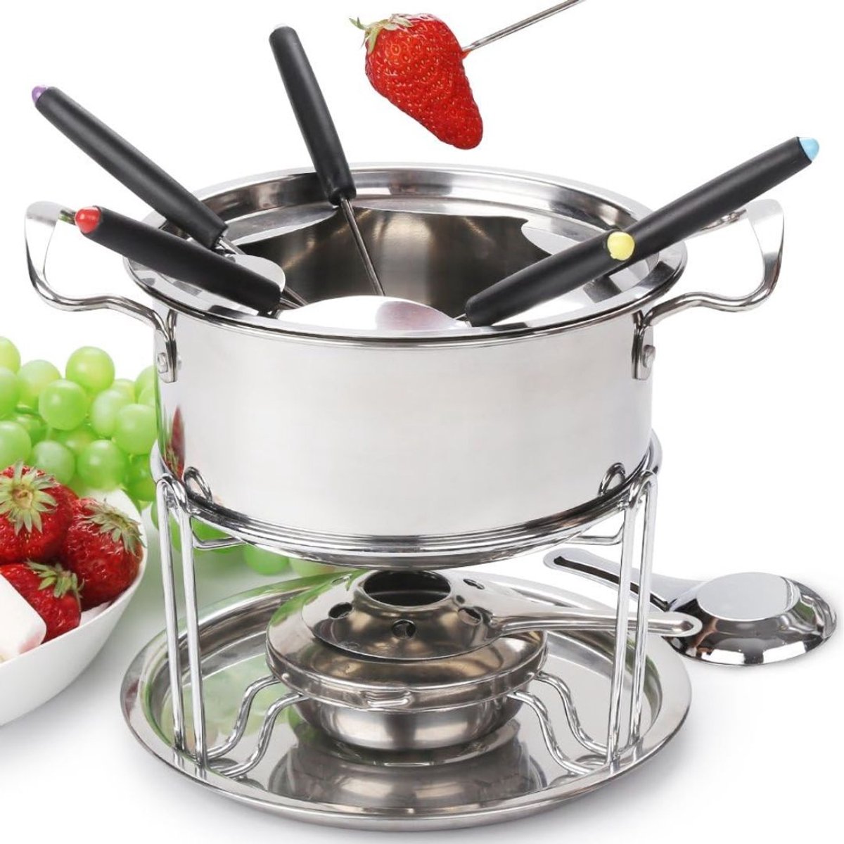 JCP® Kaasfondue - Fondueset - Kaasfondue pan - Zilver - 25cm x 18cm x 19cm