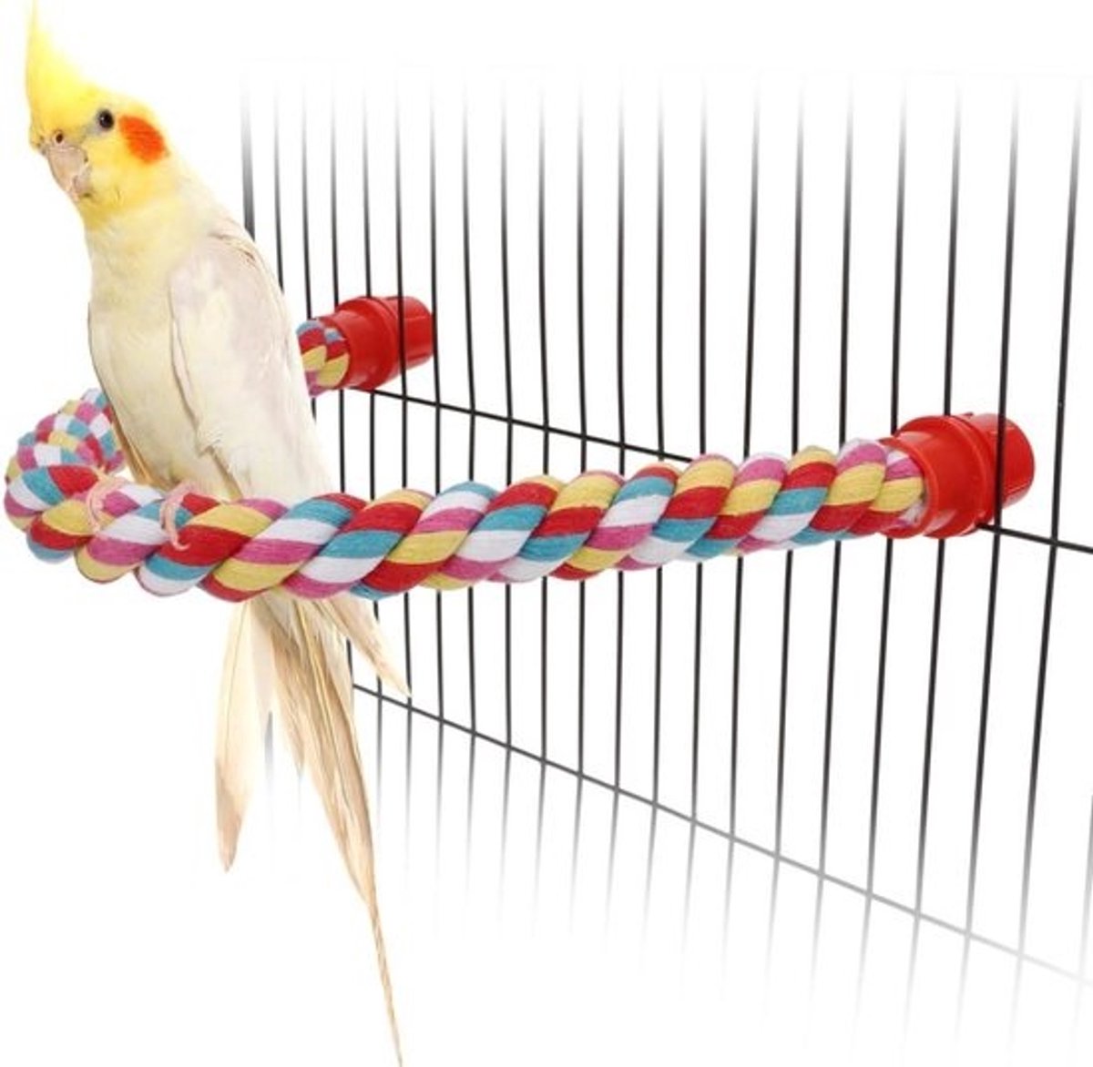 Vogel Touw Perch - Papegaai Speelgoed - Vogelkooi Decoratie - Verstelbaar & Flexibel - 45 cm - Multicolor