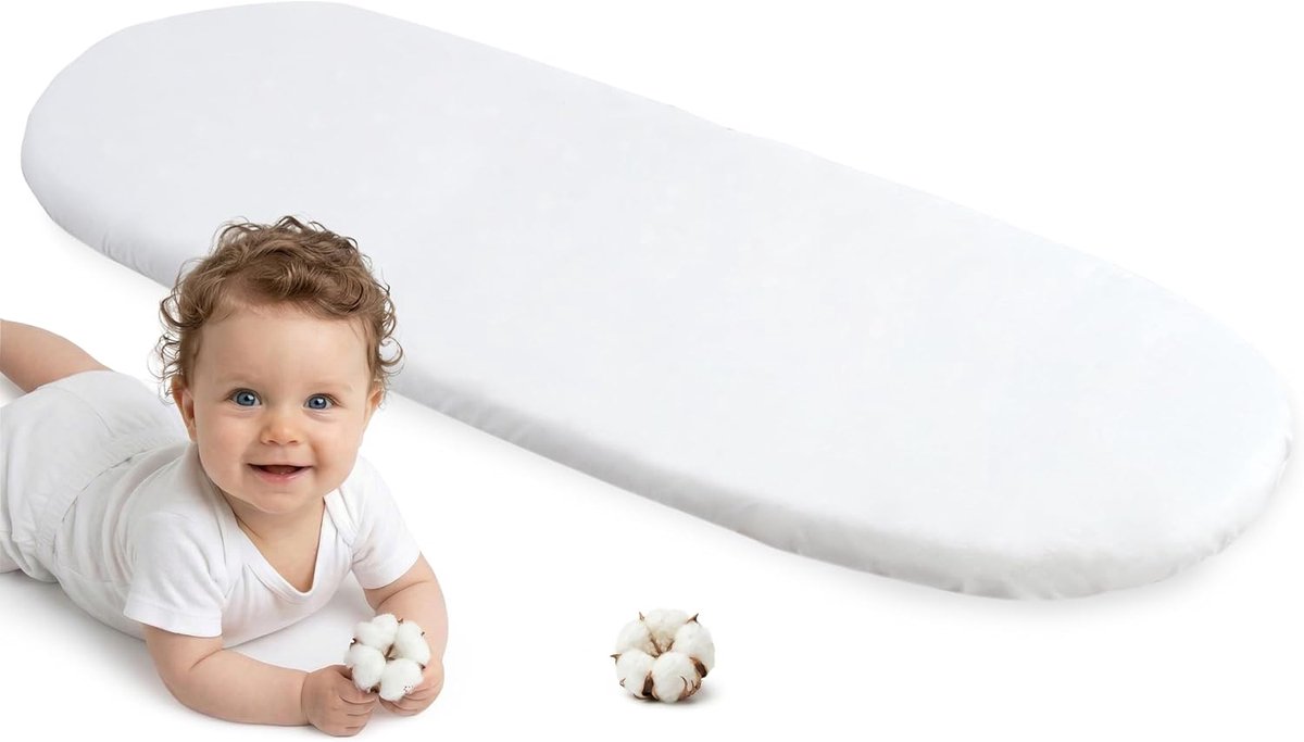 Partners Hoeslaken voor een Babybedje 86x40 cm 100% Katoenen babybeddengoed kindermatras slaapzak (Wit)