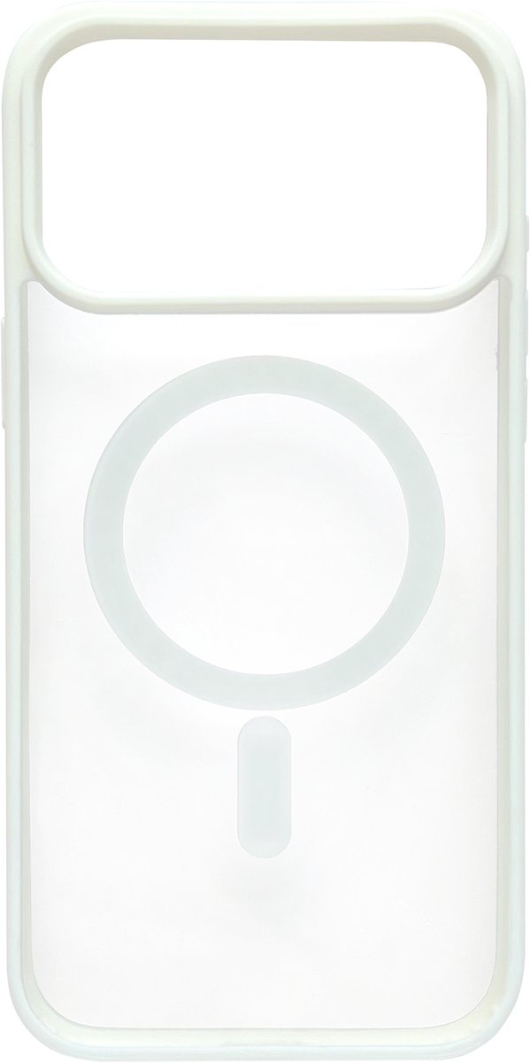 Hoesje Geschikt voor Apple iPhone 18 Pro Max - Wit - Casemania Magnetisch Bumper Back Cover Geschikt voor MagSafe - Zachte TPU Rand en Krasbestendige Transparante Achterkant Back Cover