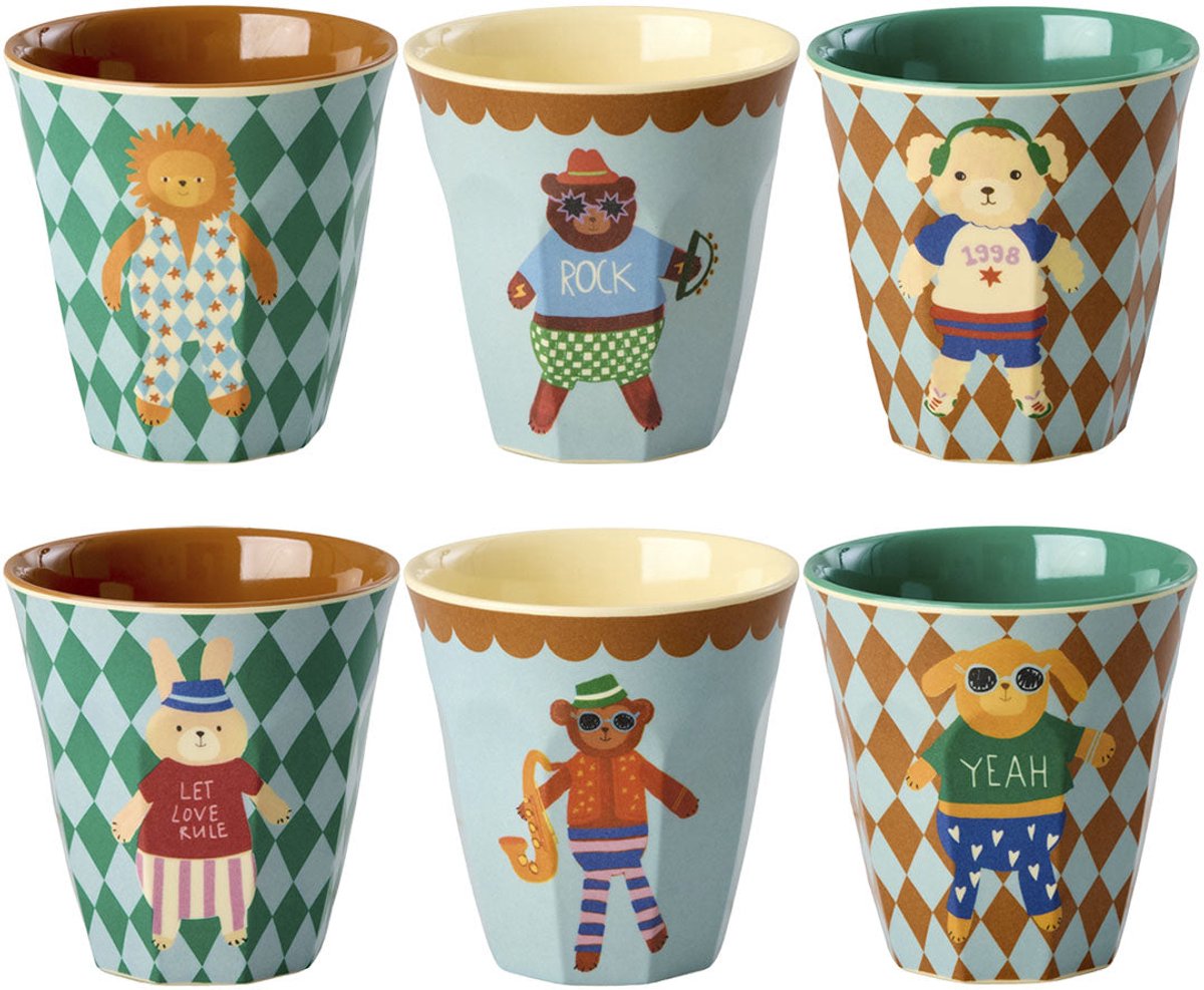 Rice kinderbeker music band - blauw - 160 ml - 6st