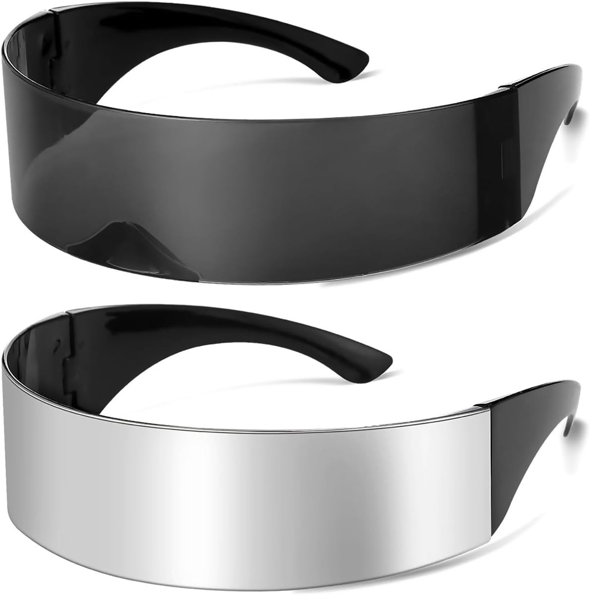zonnebril, futuristische zonnebril, UV400-bescherming, techno-bril, cyberpunk-stijl, voor Halloween, rollenspellen en DJ's (zwart, zilver)