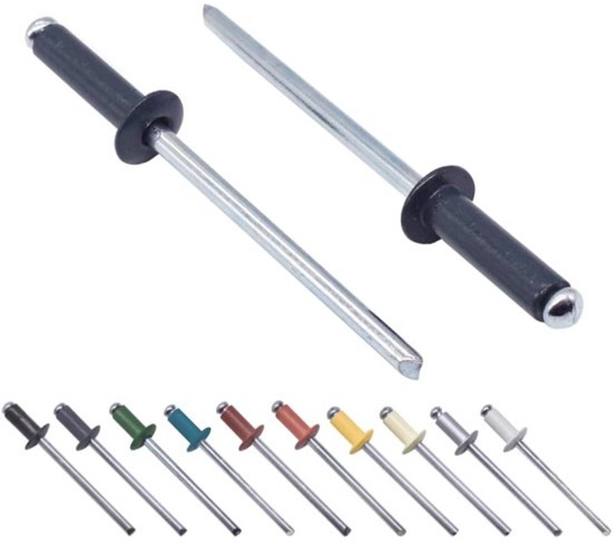 Klinknagels - Popnagels - Metaal verbinden - Koepelkop - 400 stuks 4x14mm - Antracietgrijs