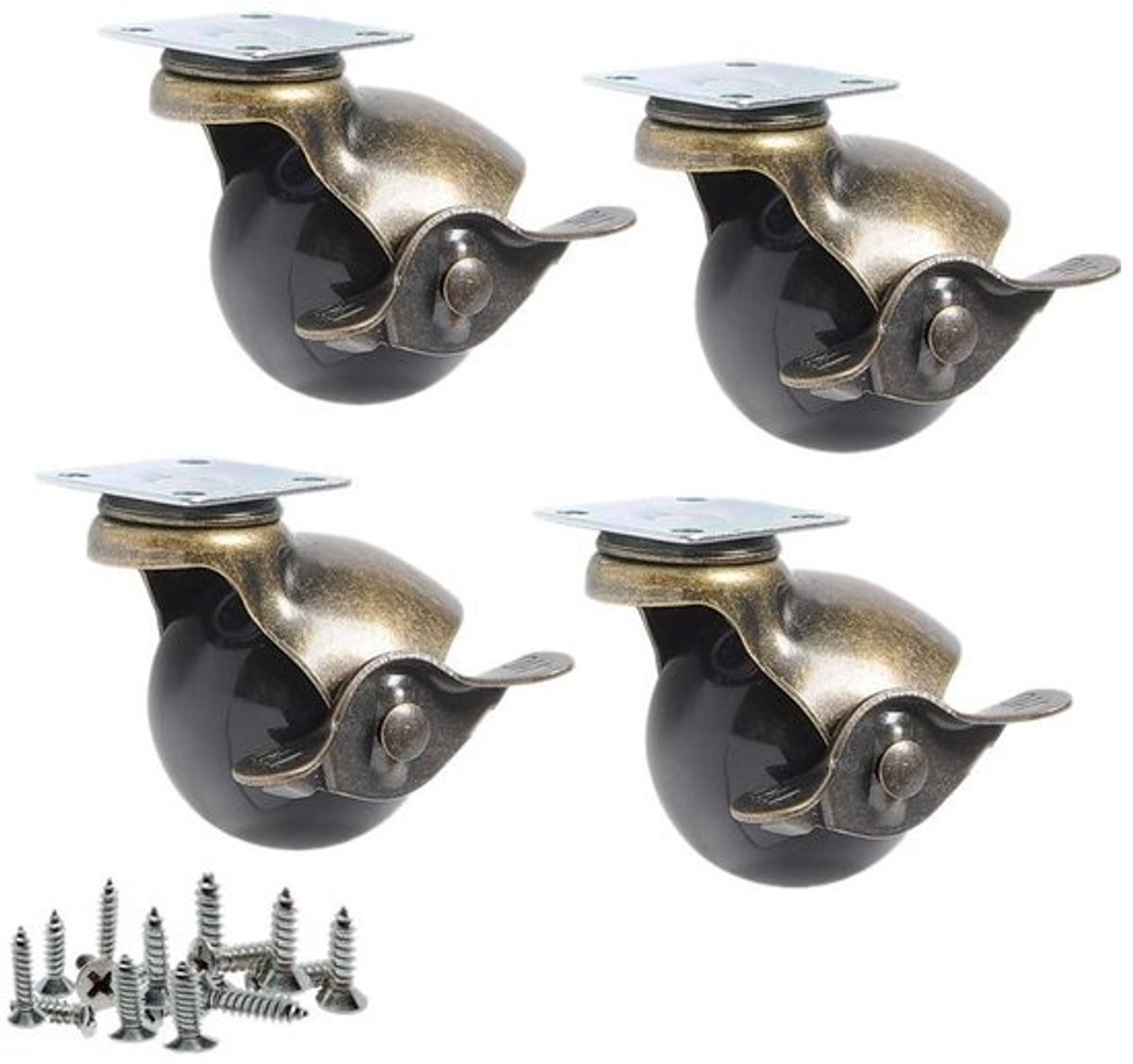 Kogelzwenkwielen Set - Draaibare Wieltjes - Meubels Verplaatsen - 360 Graden Rotatie - 4 Stuks 15 inch - Zilver
