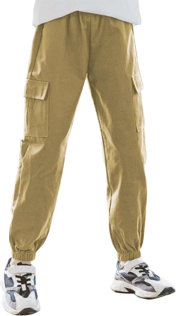 Y2K Cargobroek voor meisjes, hoge elastische taille, baggy broek met meerdere zakken, parachute, streetwear, dans, 3-15 jaar