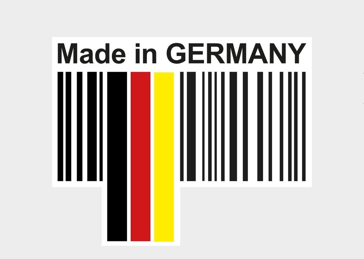 Sticker Duitsland Made in Germany code vlag autosticker wasstraatbestendig en UV-bestendig