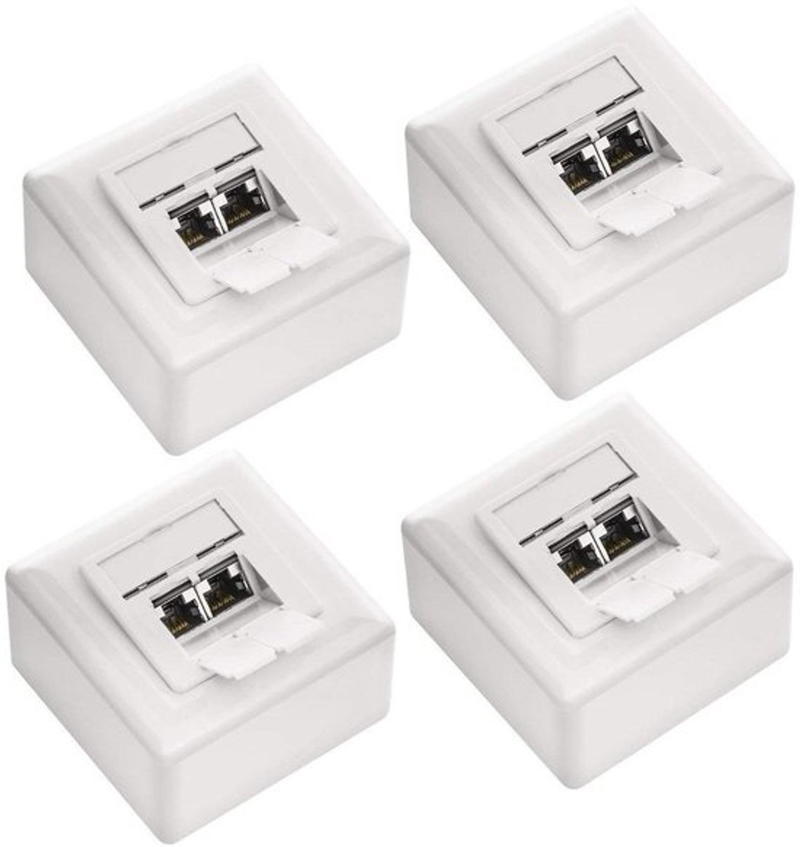 Netwerk Doos - RJ45 Poorten - Internet Aansluiten - 10 Gigabit Snelheid - 80x80mm Frame - Wit