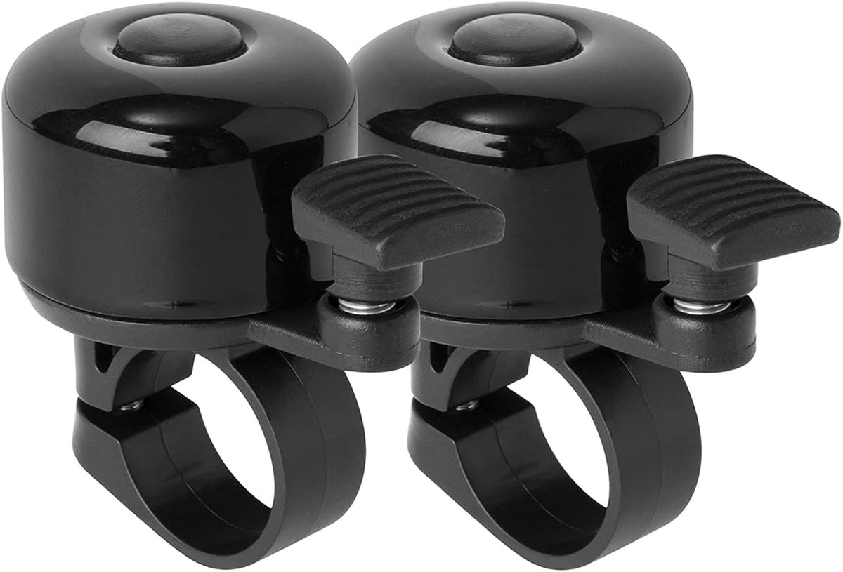 2-pack met luid melodieus geluid, klassieke mini-fietsbel voor kinderen, volwassenen, fietshoorn voor weg, mountainbike voor scooter, MTB, BMX (zwart 2 stuks)