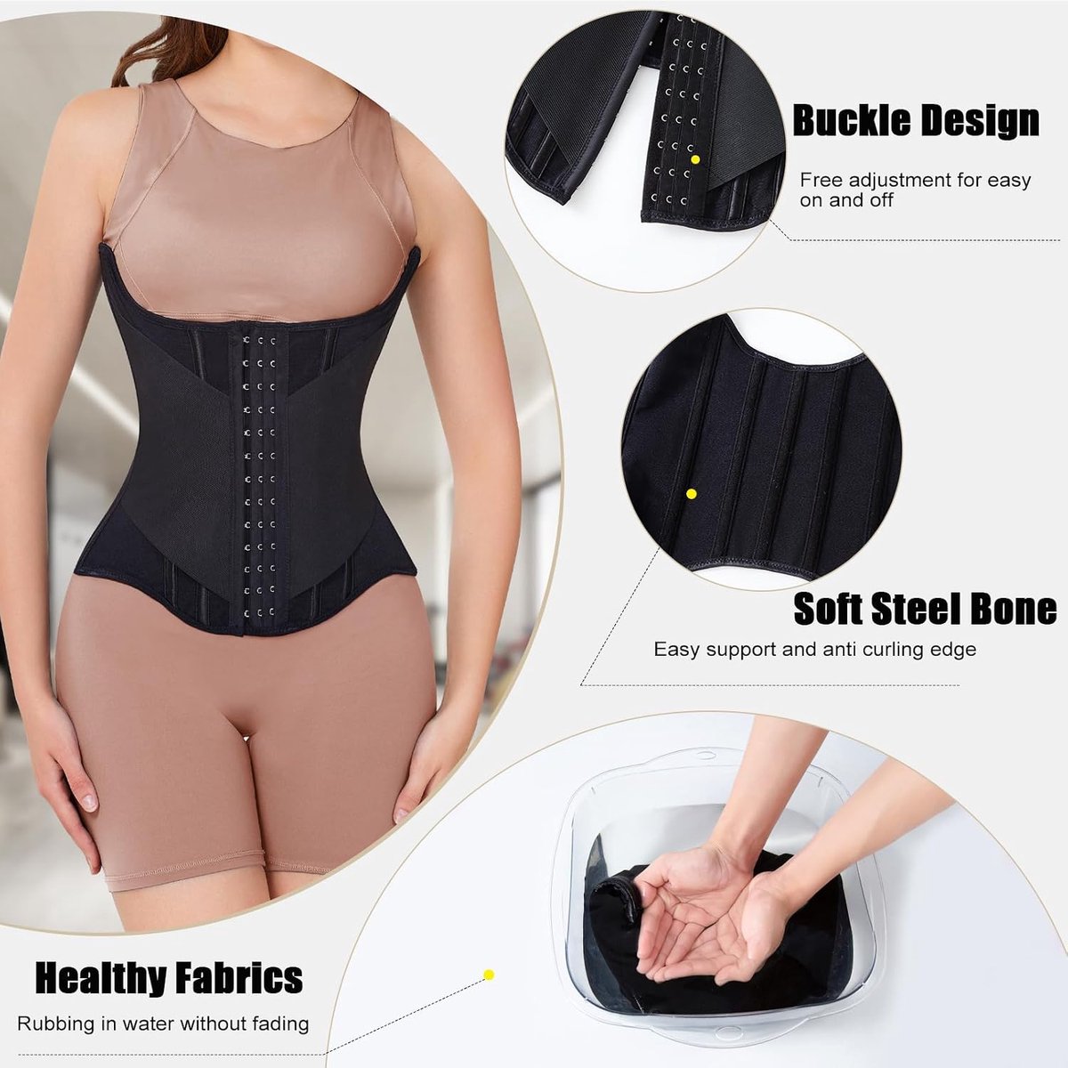 Korset voor dames, buikweg, tailletrainer dames, fitness, tailletrainer, buikwegriem, U-vormige
