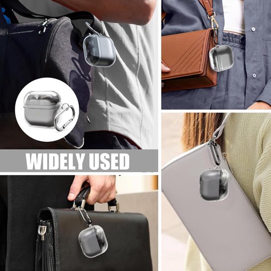 hoes voor Samsung Galaxy Buds 3 en 3 pro, beschermhoes met karabijnhaak, premium TPU-afdekking, ondersteunt draadloos opladen, draadloos opladen, hoofdtelefoon-accessoires — afbeelding 3