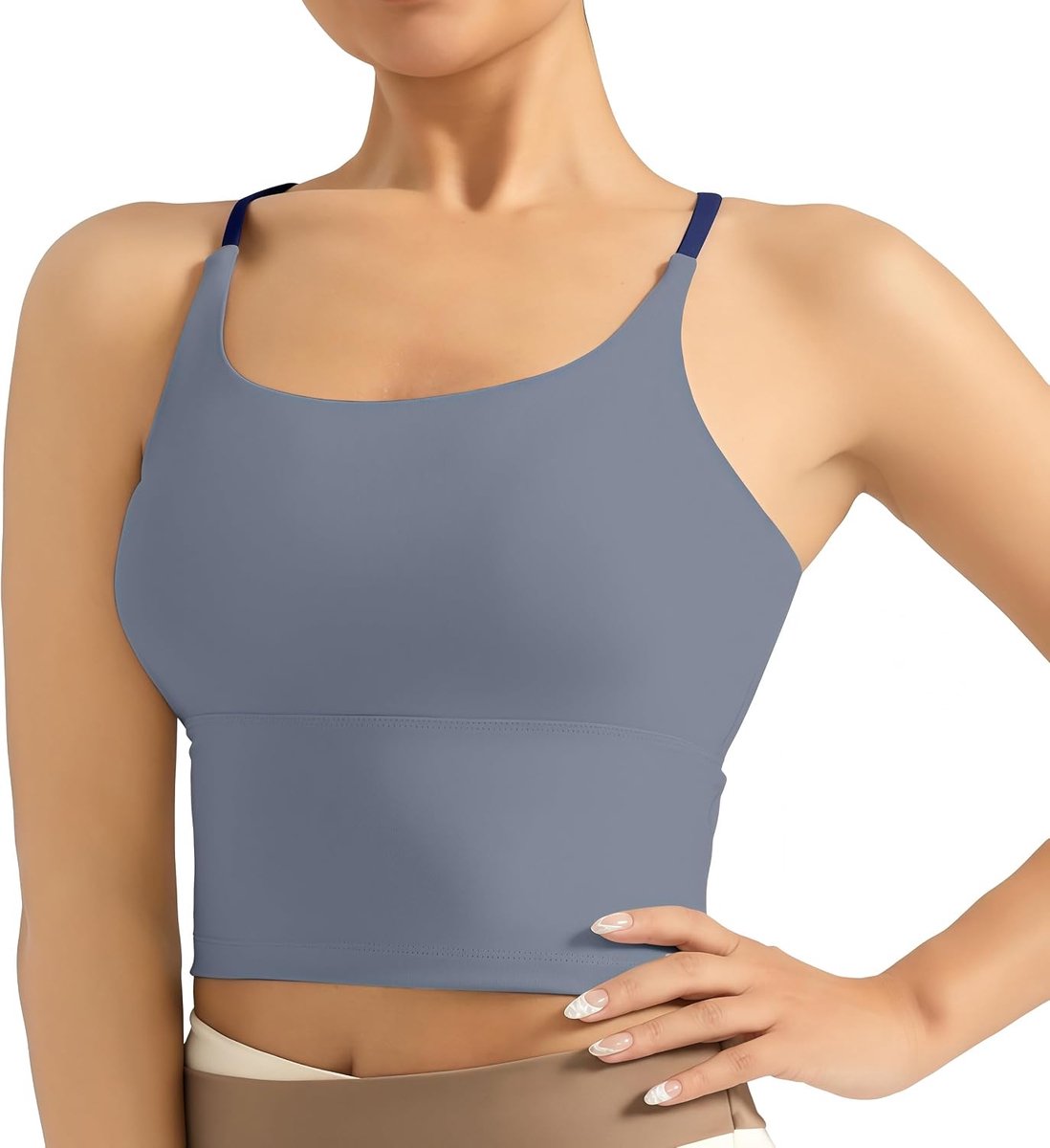 Sporttop voor dames, basic top, mouwloos, ademend en licht, voor sportschool, yoga, casual, korte tanktop met spaghetti