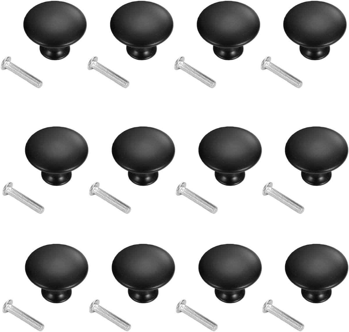 Zwart, 12 stuks kastknoppen vintage met schroeven, handgrepen meubels, ronde deurknoppen ladeknoppen voor commode, keukenkasten, kledingkast en meubeldeuren als kastgrepen, knop voor