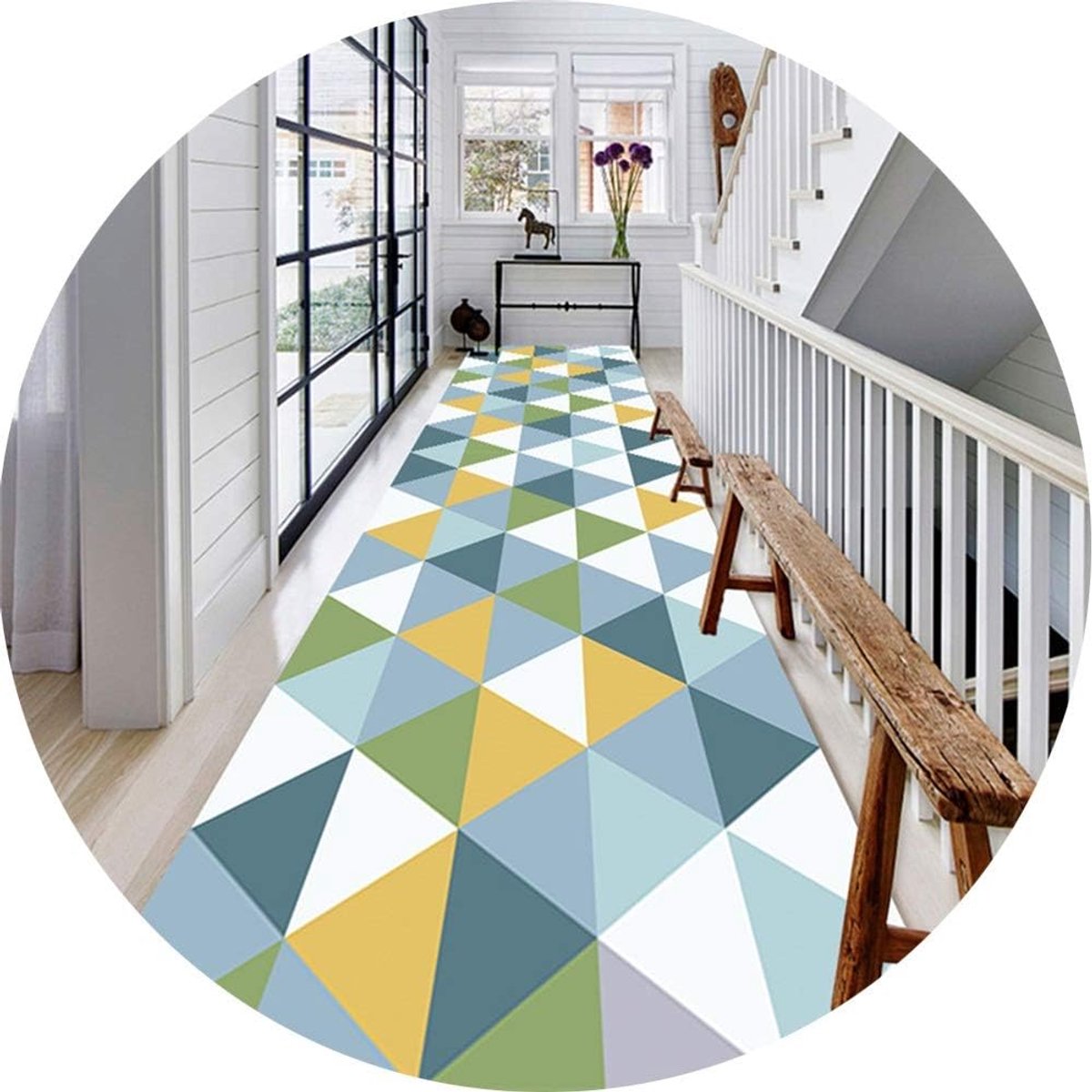 Lange loper tapijten voor hal gebied tapijten Corridor tapijt veelkleurige driehoek Stitching Home Modern Cuttable wasbaar, maat aanpasbaar