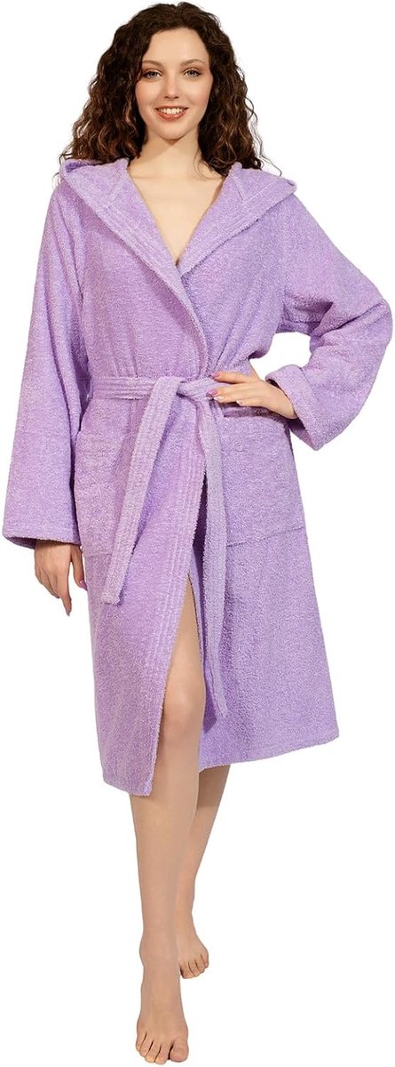 badjas voor dames en heren met capuchon, badstof van 100% katoen Oeko-Tex, zacht, absorberend, Italiaans design