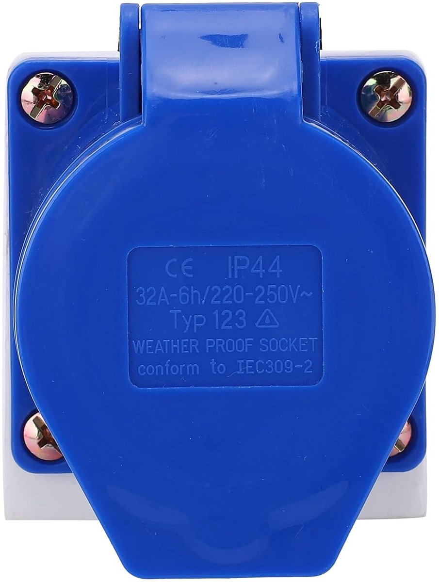Wandcontactdoos voor sterke stroom IP44 wandcontactdoos, industrieel stopcontact, enkelfasig, 3-polig, 32 A, 220-250 V